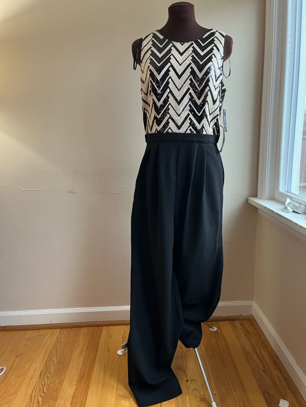 Vince Camuto Chevron Sequin Jumpsuit. Size 10